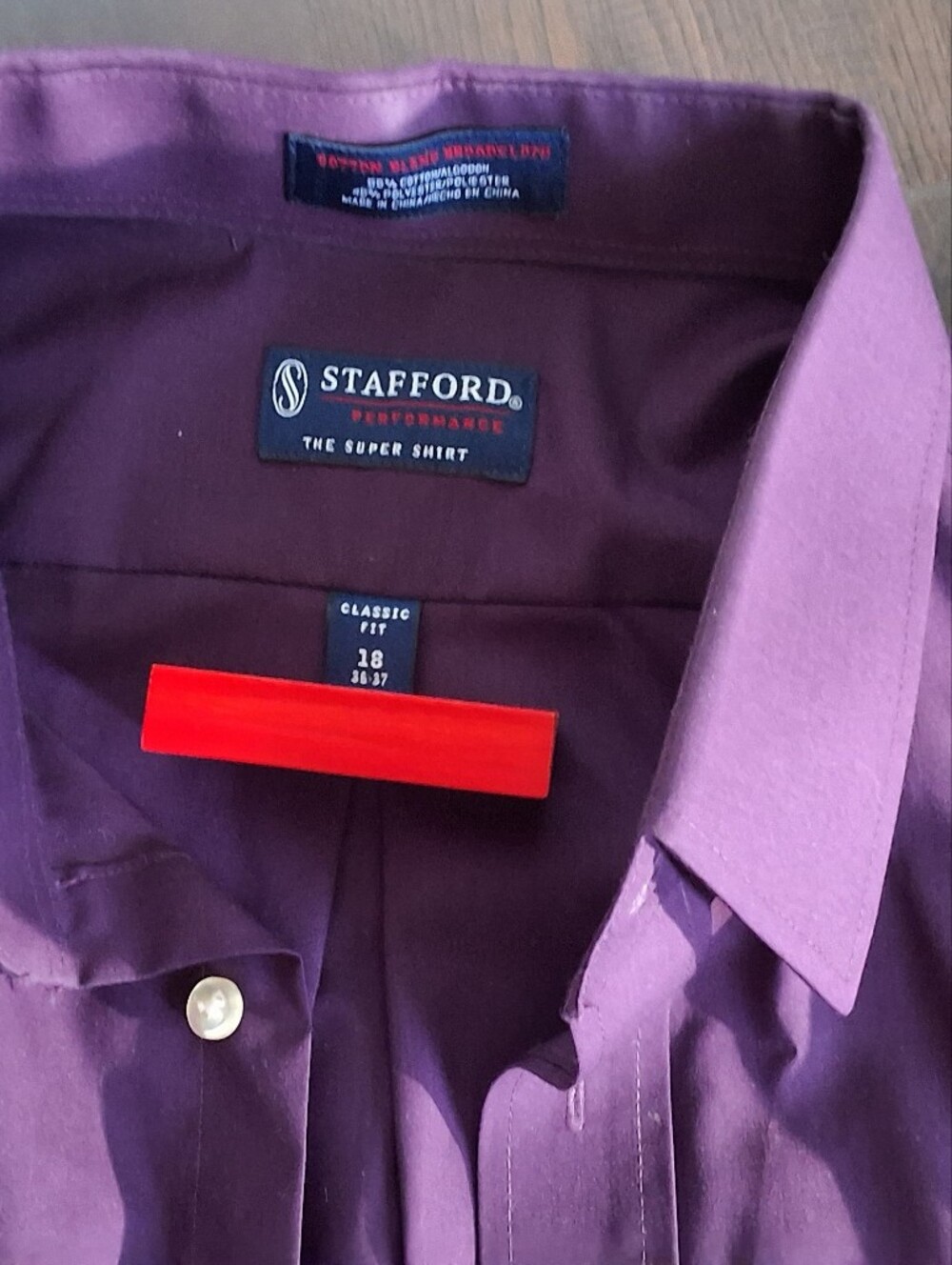 Stafford Men's Plum Dress Shirt - Solid Purple